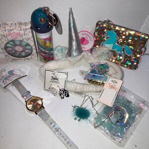 Justice Girls 10pc Unicorn Jewelry Hair Beauty Wristlet Gift Set NEW